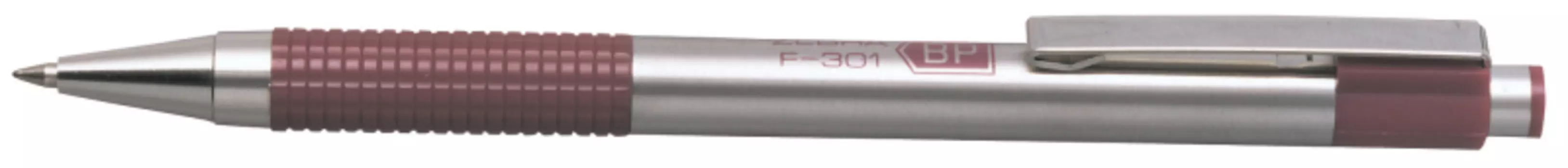 Ручка шариковая автомат Zebra F-301, синий, металл (EF301WR)