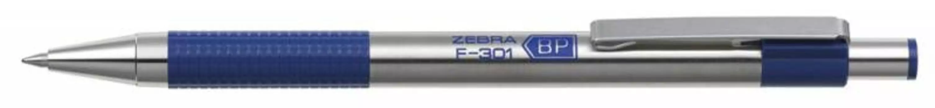 Ручка шариковая автомат Zebra F-301, синий, металл (F-301 BL)