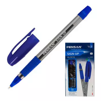 Ручка шариковая Pensan SIGN-UP, синий, пластик, колпачок, коробка (2410/12BLUE)