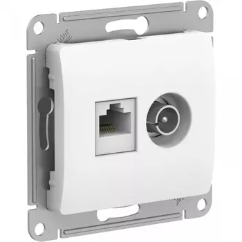 Розетка TV звезда/RJ45 скрытый монтаж категория 5e, белый, Systeme Electric GLOSSA (GSL000189)