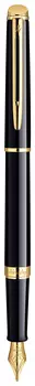 Ручка перьевая Waterman Hemisphere Mars Black GT F, синий, латунь лакированная, колпачок, подарочная упаковка (CWS0920610)