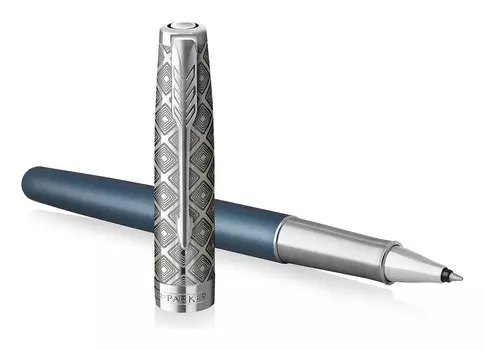 Ручка роллер Parker Sonnet Premium T537, черный, сталь нержавеющая, колпачок, подарочная упаковка (2119745)