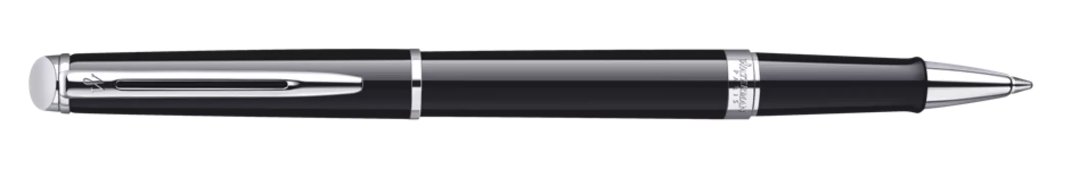 Ручка роллер Waterman Hemisphere, черный, лак, колпачок, подарочная упаковка (25587)