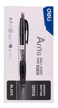 Ручка шариковая автомат DELI Arris EQ17-BK, черный, пластик (EQ17-BK)