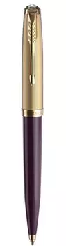 Ручка шариковая автомат Parker 51 DELUXE PLUM GT, черный, палладий, пластик, Позолота 18 Ct, подарочная упаковка (CW2123518)