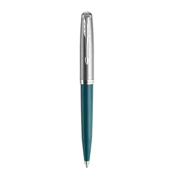 Ручка шариковая автомат Parker Core 51 CORE TEAL BLUE CT, черный, нержавеющая сталь, палладий, пластик, подарочная упаковка (2123508)