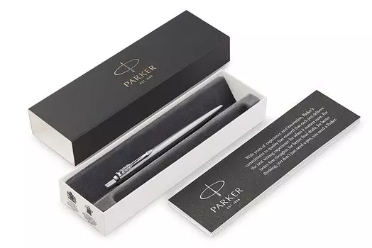 Ручка шариковая автомат Parker Core Jotter Essential, St. Steel СT, синий, нержавеющая сталь, картонная коробка (1953170)
