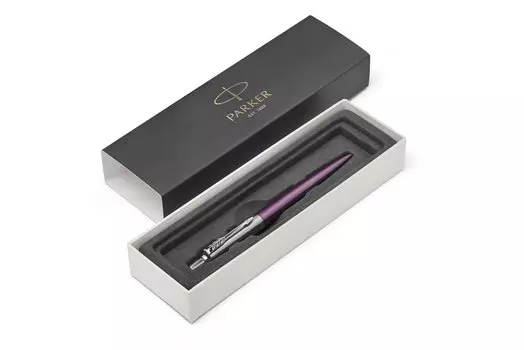 Ручка шариковая автомат Parker Core Jotter Essential, Victoria Violet CT, синий, нержавеющая сталь, картонная коробка (1953190)