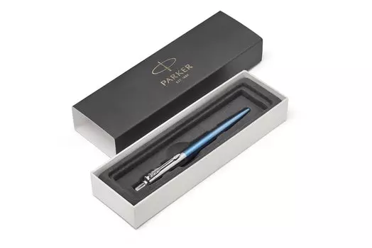 Ручка шариковая автомат Parker Core Jotter Essential, Waterloo Blue CT, синий, нержавеющая сталь, картонная коробка (1953191)
