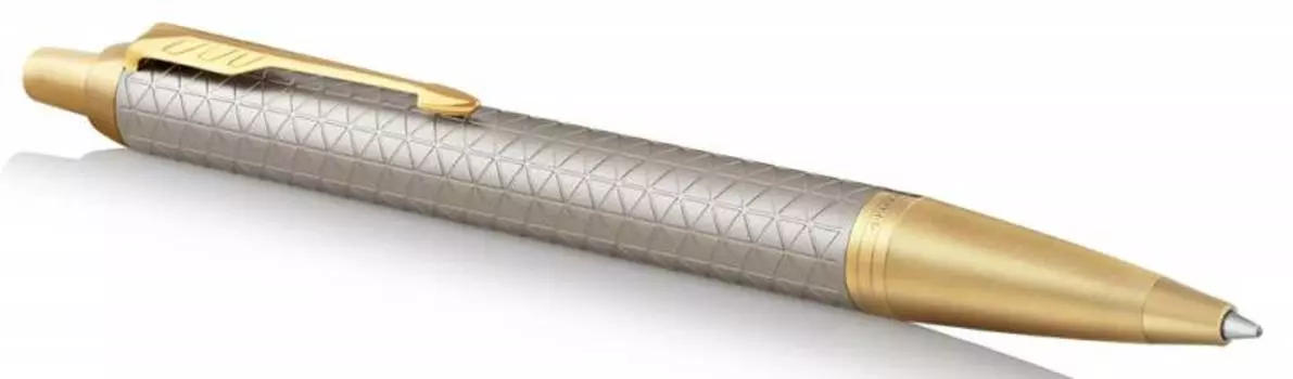Ручка шариковая автомат Parker IM Premium IM Premium Warm Silver (grey) GT, синий, Нержавеющая сталь, алюминий, подарочная упаковка (1931687)