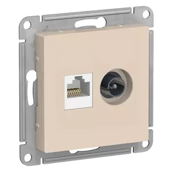 Розетка TV+RJ45 Schneider Electric AtlasDesign, бежевый, механизм без рамки (ATN000289)