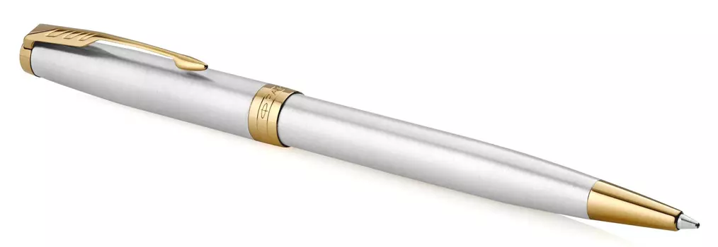 Ручка шариковая автомат Parker Sonnet Core K527, цвет чернил: черный, сталь нержавеющая шлифованная, подарочная упаковка (CW1931507)