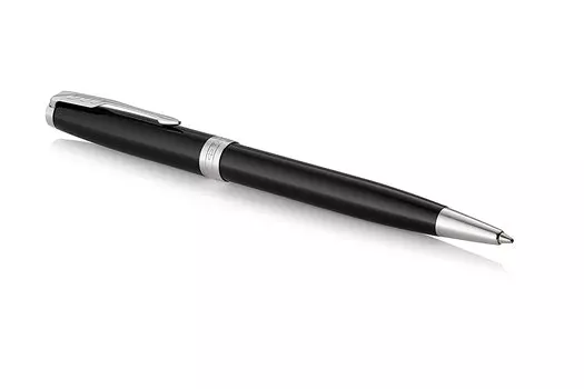 Ручка шариковая автомат Parker Sonnet Core Sonnet , Lacquer Deep Black CT, черный, лак, латунь, нержавеющая сталь, палладий, подарочная упаковка (1931502)