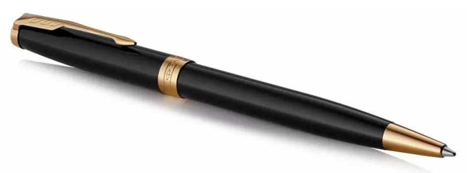 Ручка шариковая автомат Parker Sonnet Core Sonnet , Lacquer Deep Black GT, черный, лак, латунь, нержавеющая сталь, позолота, подарочная упаковка (1931497)