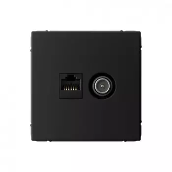 Розетка TV+RJ45 Systeme Electric ArtGallery, карбон, в сборе (GAL001089)