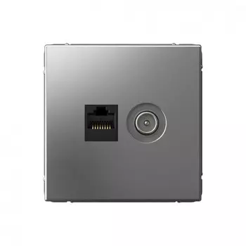 Розетка TV+RJ45 Systeme Electric ArtGallery, сталь, в сборе (GAL000989)