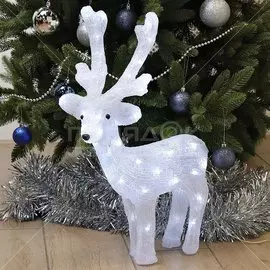 Фигурка декоративная акрил, Олень, 38х62 см, 50LED, 220В, белая, Y4-3071