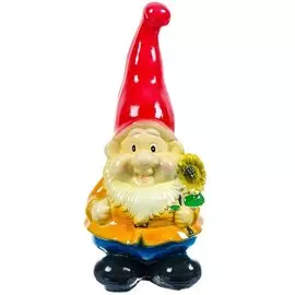 Фигурка садовая Гном с подсолнухом, 40 см, гипс, Л16