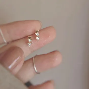 Минималистичные прямые треугольные серьги-гвоздики Super Fairy Girl, женские геометрические серьги с микроинкрустацией из циркония