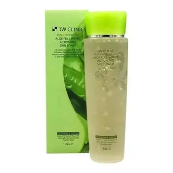 Тонер увлажняющий с экстрактом алоэ Aloe full water activating skin toner 3W Clinic 150мл