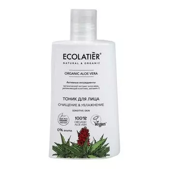 Тоник для лица очищение и увлажнение Organic aloe vera Green Ecolatier 250мл