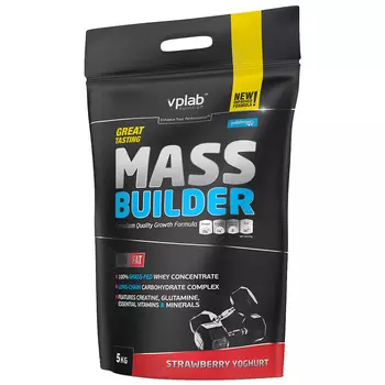 Гейнер Mass Builder, клубничный йогурт, 5 кг, VPLAB