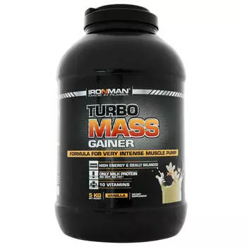 Гейнер TURBO Mass, вкус "Ваниль", 5 кг, IRONMAN, годен до 30.05.25