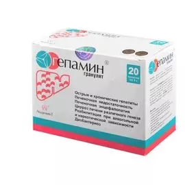 Гепатопротектор «Гепамин» (гранулят), 20 саше по 5 г, Академия-Т
