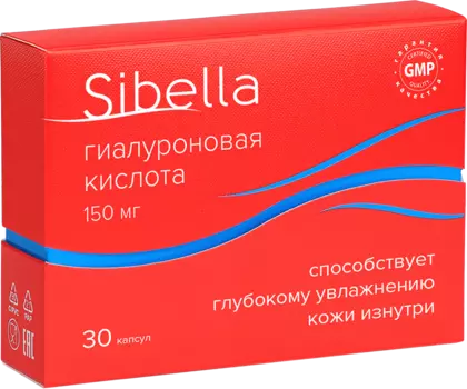 Гиалуроновая кислота, 150 мг, 30 капсул, Sibella
