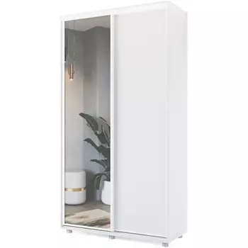 Шкаф-купе МАМА Удачный 120*45, Белый с зеркалом