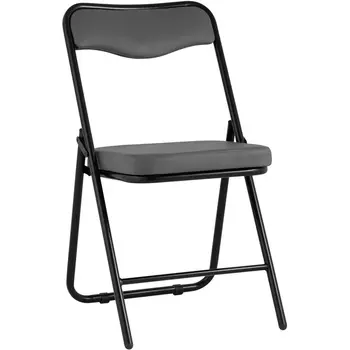 Складной стул Stool Group Джонни экокожа серый каркас черный матовый УТ000035362
