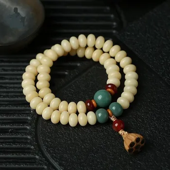 Кремово-желто-белый нефритовый браслет Bodhi Браслет Bodhi Zi Buddha из бусин белый