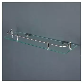 Полка для ванной комнаты, 40×12×6 см, нержавеющая сталь, стекло