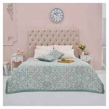 Покрывало хлопковое этель «Орнамент» 180х240 см, цвет зелёный, 100% хлопок, 300гр/м2