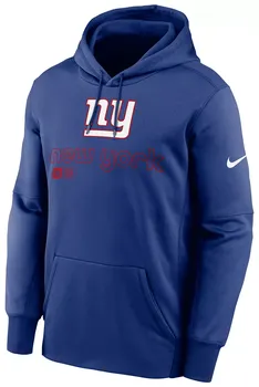 Мужская толстовка с капюшоном Nike New York Giants Therma-FIT Rush синего цвета