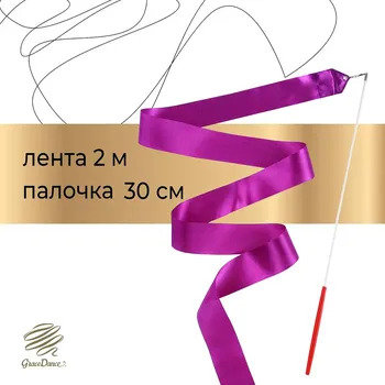 Лента для художественной гимнастики с палочкой grace dance, 2 м, цвет фиолетовый