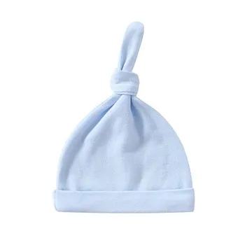 Cotton Newborn Baby Hats Boys Girls 0-3M Sleep Caps Unisex Lovely Infant Hospital Beanies DIY Adjusted Bonnet Photography Props 0-3M чёрный
