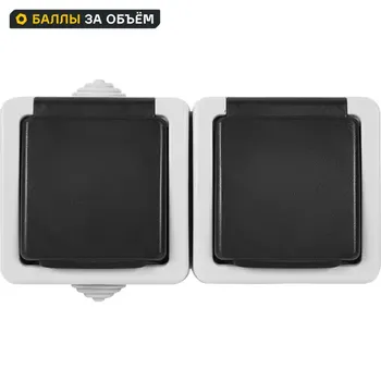 Розетка двойная накладная LK Studio Aqua с заземлением с крышкой IP54 цвет серый