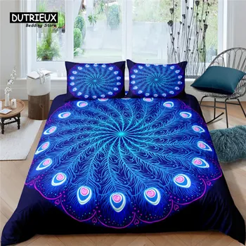 Home Living Luxury 3D Peacock Bedding Set Comfortable Duvet Cover Set Kids Bedding Set Queen and King EU/US/AU/UK Size EU single(135x200cm)
