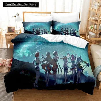 3D Anime Honkai Impact 3rd Bedding Set Printed Decorative 2_3pcs Duvet Cover Set Bedclothes Quilt Cover Home For Home Textiles EU single(135x200cm)