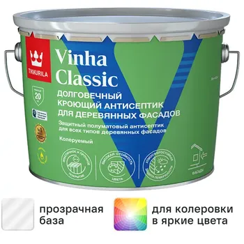 Антисептик кроющий Tikkurila Vinha Classic VC полуматовый прозрачный 9 л