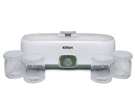 Йогуртница Kitfort KT-2006 20Вт, белый/зеленый (KT-2006)