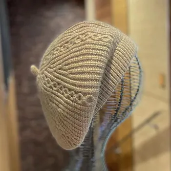 Новый японский вязаный берет женский весенне-осенний повседневный корейский стиль в западном стиле восьмиугольная кепка ретро-красавица-художница M56-58cm