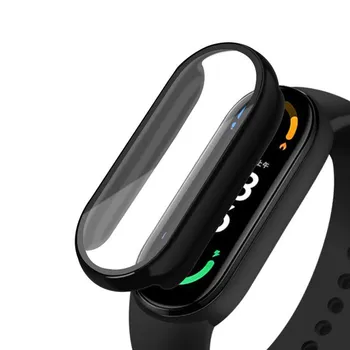 Чехол + стекло для Xiaomi Mi Band 7 6, аксессуары, чехол + пленка, защитный чехол с полным покрытием Miband 7 6 5 4 3, защитная пленка для экрана Mi Band Case mi band 3 4 чёрный