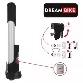Насос ручной Dream Bike, с манометром, цвет серый
