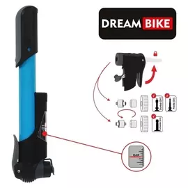Насос ручной Dream Bike, с манометром, цвет синий