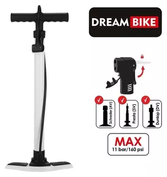 Насос велосипедный напольный Dream Bike, цвет белый