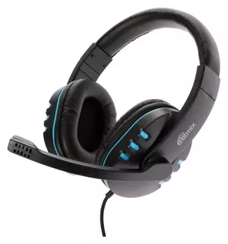 Наушники Ritmix Rh-555m Gaming, игровые, полноразмерные, микрофон, 2x3.5 мм, 1.8 м, синие