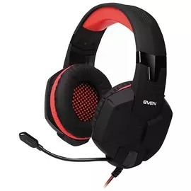 Наушники с микрофоном (Гарнитура) Sven Ap-g988mv, проводные, 1,2 м, с оголовьем, черно-красные, Sv-014797