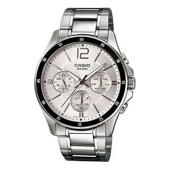 Часы CASIO Waterproof Stainless Steel Strap Mens White Analog, белый